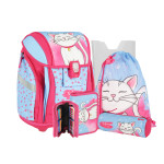 School bag set ''CAT WHITE'' NEW START 5-Pcs (LED buckle) 