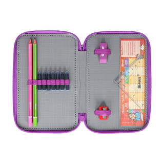 Pencil case ''BUTTERFLY PURPLE'', 2-Zipper, 28-pcs