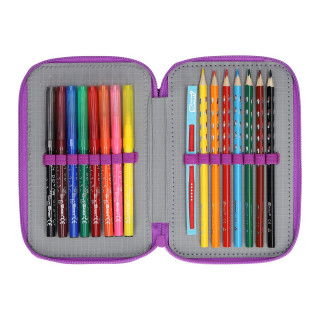 Pencil case ''BUTTERFLY PURPLE'', 2-Zipper, 28-pcs