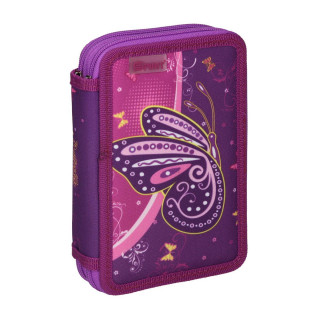 Pencil case ''BUTTERFLY PURPLE'', 2-Zipper, 28-pcs