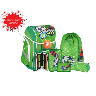 School bag set ''FOOTBALL GREEN 3D'' SMART 5-Pcs (LED buckle) 