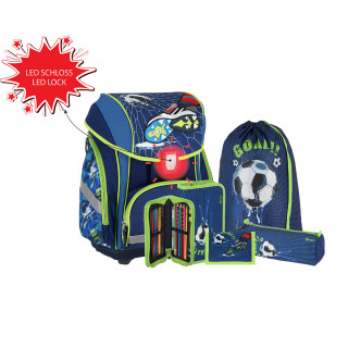 School bag set ''FOOTBALL GOAL 3D'' SMART 5-Pcs (LED buckle) 