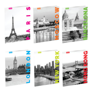 School Notebook A5, Soft cover, Squared, Cities, 52 Sheets 