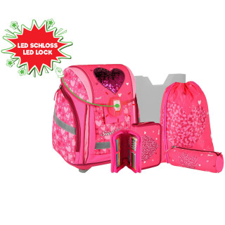 School bag set ''RED HEART'' NEW START 5-Pcs (LED buckle) 