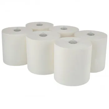 Papierhandtuchrollen, 6x140m, 2-lagig, 100% Zellulose mit Adapter für P20 