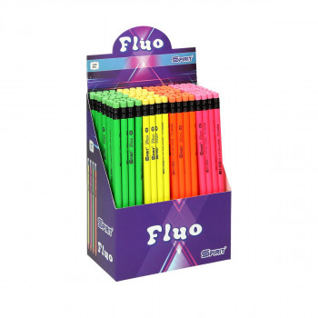 Wooden pencils with eraser ''Fluo round'' 