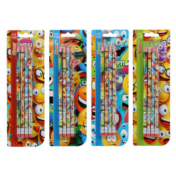 Wooden pencil ''HAPPY'', 4pcs blistercard 