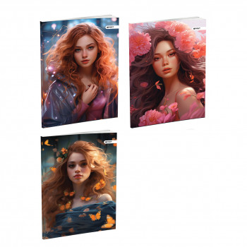 Notebook Premium A4 ''Girls'', soft covers, 52 sheets, squares 