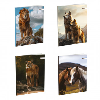 Notebook Premium A4 ''Wild Animals '', soft covers, 52 sheets, latain 