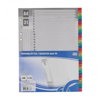 Dividers PP A4, 1-31 Sheets 