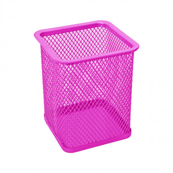 Pen Cup Cube Metal, 80x80x100mm, neon pink 