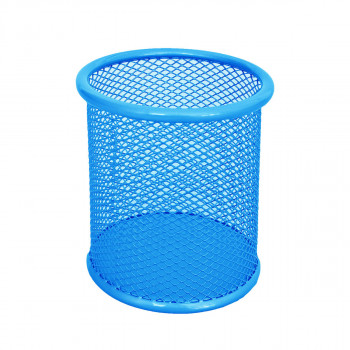 Pen Cup Round Metal, 90x100mm, Neon blue 