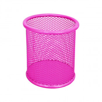 Čaša za olovke okrugla metal, 90x100mm, Neon roza 