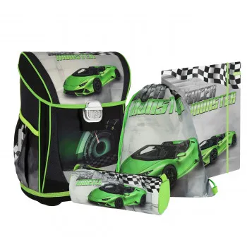 School bag set ''RACER MONSTER'' COOL 4-Pcs (Metal buckle) 