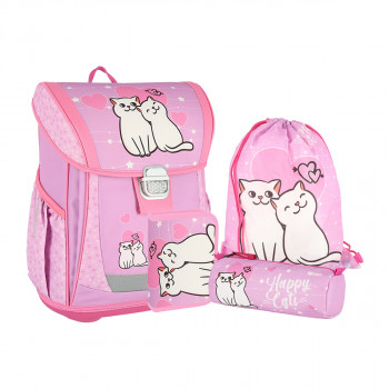 School bag set ''HAPPY CAT'' COOL 4-Pcs (Metal buckle) 