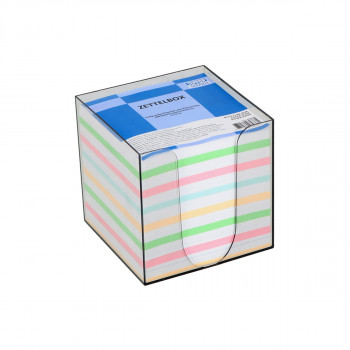 Zettelbox gefüllt mit losen Notizzetteln 90x90x90mm 