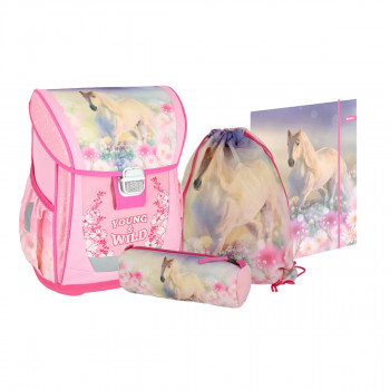 School bag set ''YOUNG AND WILD'' COOL 4-Pcs (Metal buckle) 