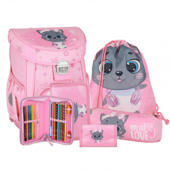 School bag set ''CAT LOVE'' VISION + 5-Pcs (Metal buckle) 