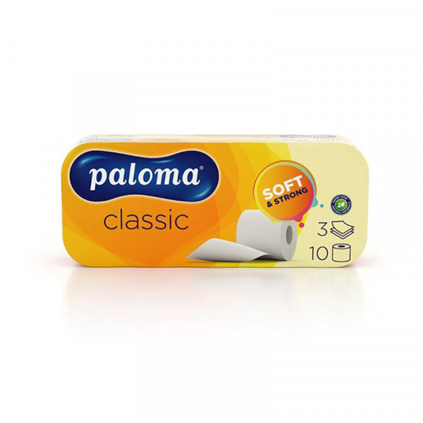 Toaletni papir u rolni 3-slojni 10/1 Paloma Classic, 100% celuloza 