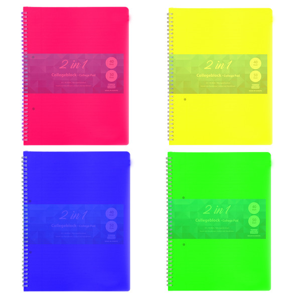 Collegeblock A4 Hardcover-Umschlag Neon 90 Blatt 