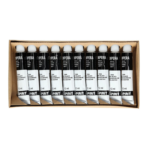 Tempera paint, black color, 12ml 