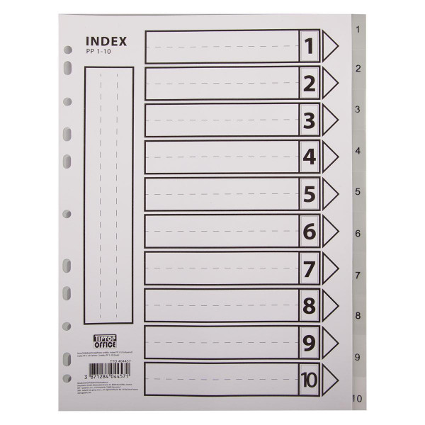 Ordnerregister PP A4, 1-10 Blatt 