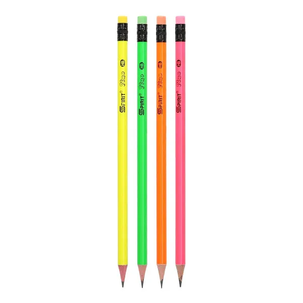Wooden pencils with eraser ''Fluo round'' 