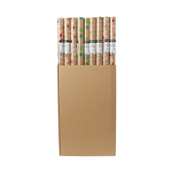 Kraftpapier Geschenks rollen, 70cmx2m, 50 Stück, 3 Motive 