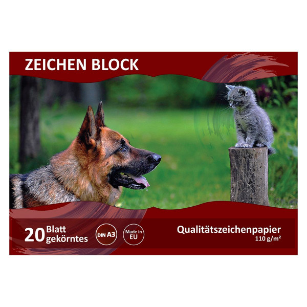 Zeichenblock Gekörntes, A3, 20 Blatt, 110g 