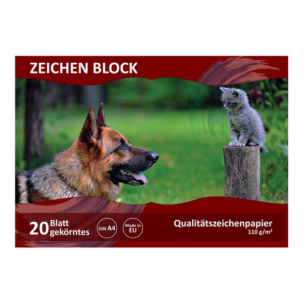 Zeichenblock Gekörntes A4, 20 Blatt, 110g 