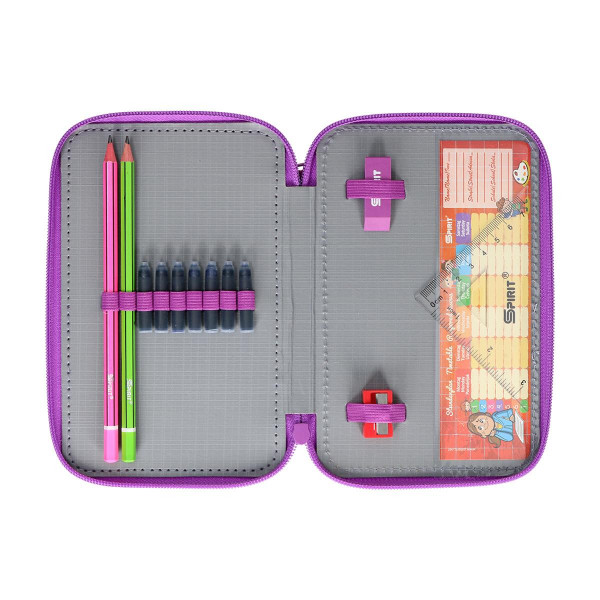 Pencil case ''BUTTERFLY PURPLE'', 2-Zipper, 28-pcs 