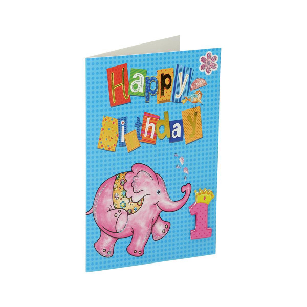 Greeting card 3D ''1st Birthday 02'' 