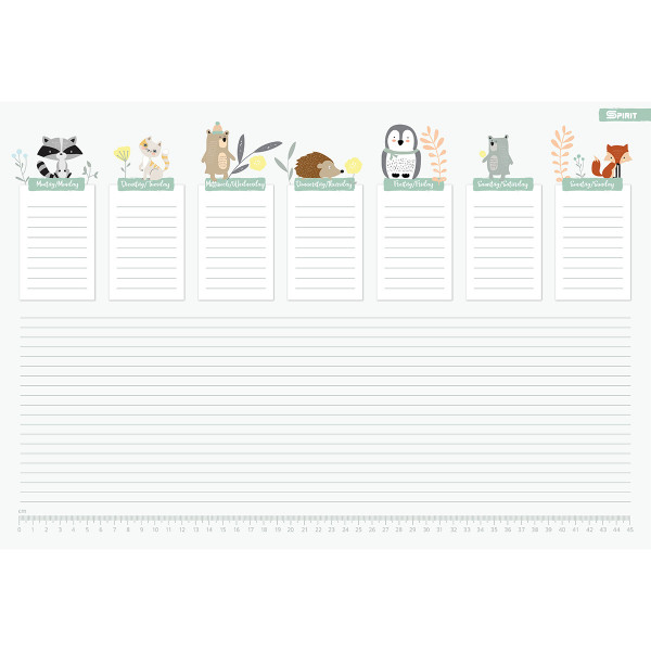 Desk Pad, 48x33cm, 30 Sheets, Animals 