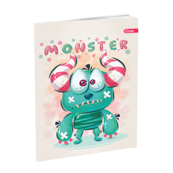 Schulheft A5, Softcover-Umschlag, Liniert, Monster III, 52 Blatt 