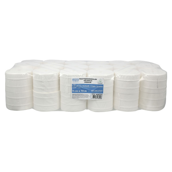 Toilet paper in rolls without inner core 70m 