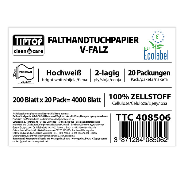 Towel paper V-fold 2-Layer, 20x200 