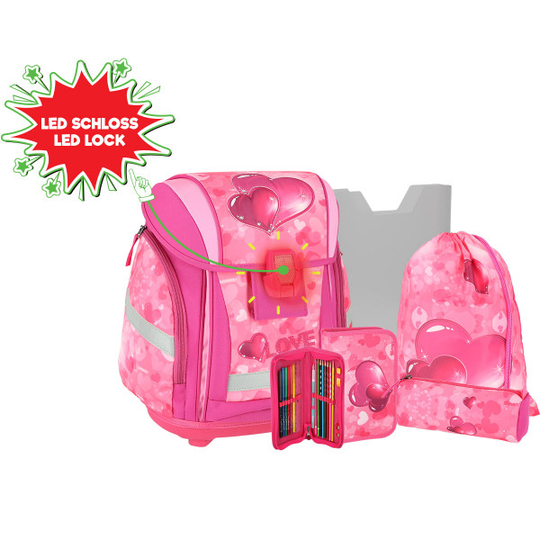 School bag set ''LOVE HEART'' NEW START 5-Pcs 3D (LED buckle) 