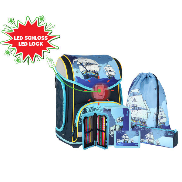 School bag set ''PIRATES'' MAXX 5-Pcs (LED buckle) 