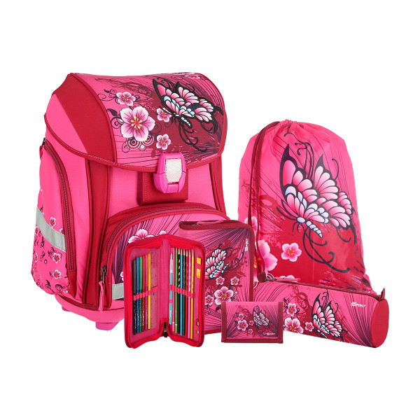 School bag set ''FLOWERS'' 3D SMART 5-Pcs (LED buckle) 