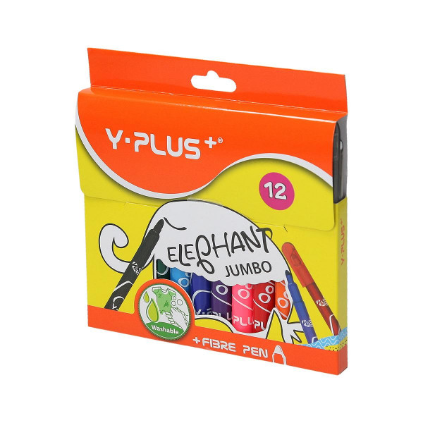 Fiber pens ''Elephant Jumbo'', 12 colours 