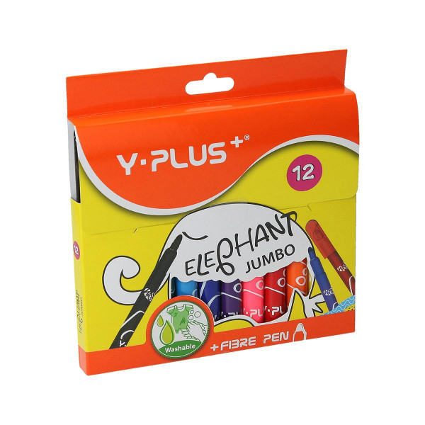 Fiber pens ''Elephant Jumbo'', 12 colours 