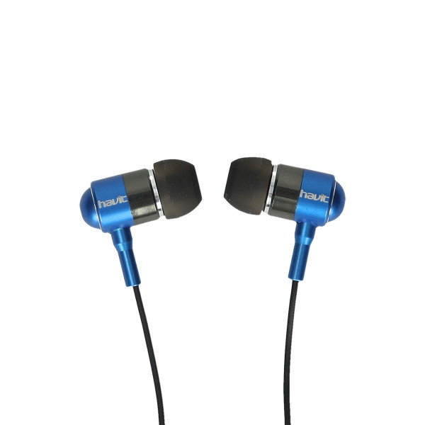 Mini slušalice, metalne, sa mikrofonom L670, crno/plave 