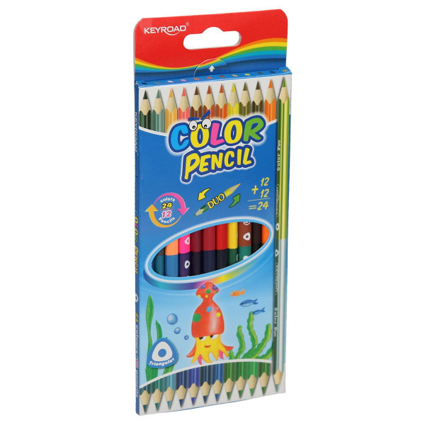 Wooden color pencils ''Double'', 12pcs color box 