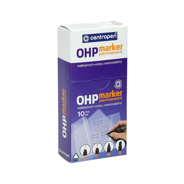 Marker OHP permanent, 0.6mm, plastic tip 