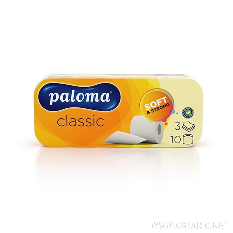 Toaletni papir u rolni 3-slojni 10/1 Paloma Classic, 100% celuloza 