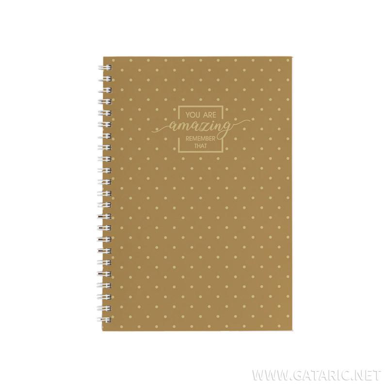 Notebook A5, soft cover, Gold Style, lines, 70 sheets 