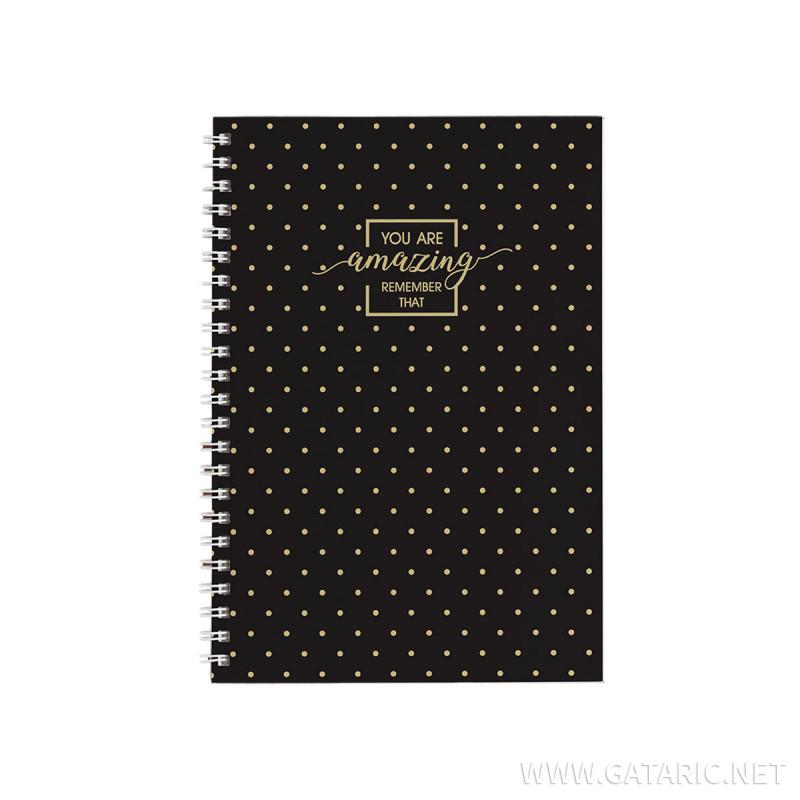 Notebook A5, soft cover, Gold Style, lines, 70 sheets