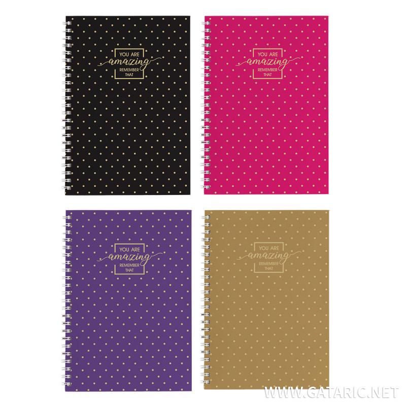 Notebook A5, soft cover, Gold Style, lines, 70 sheets