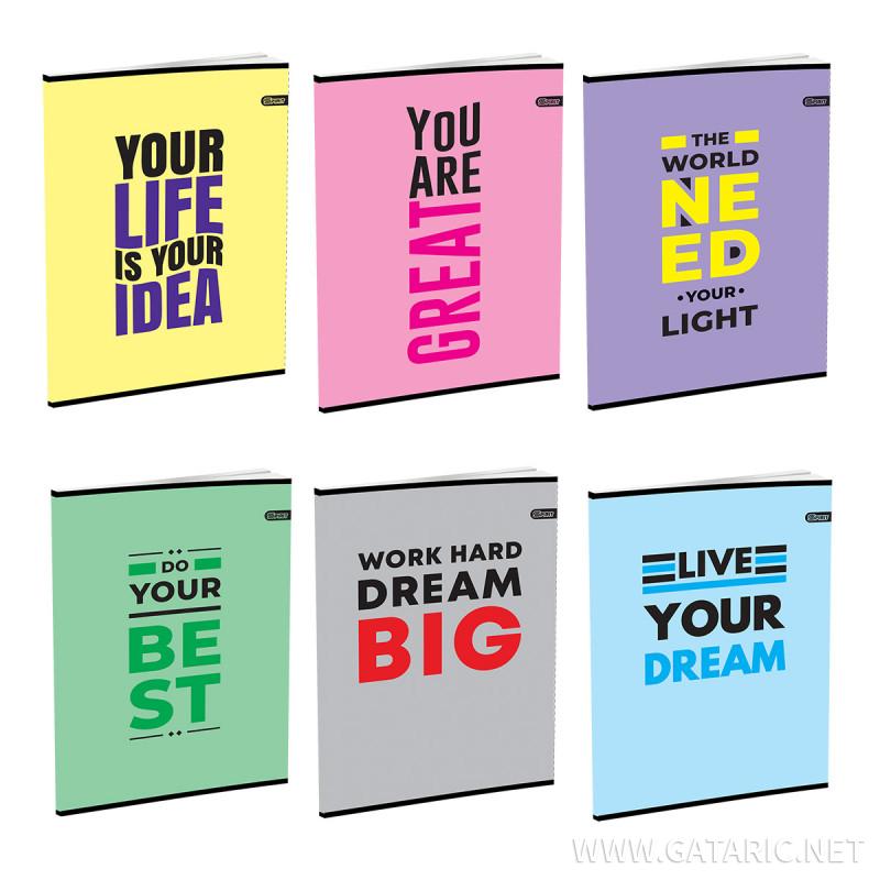 School Notebook A5 “Inspiration” Soft cover, Squared, 52 Sheets
