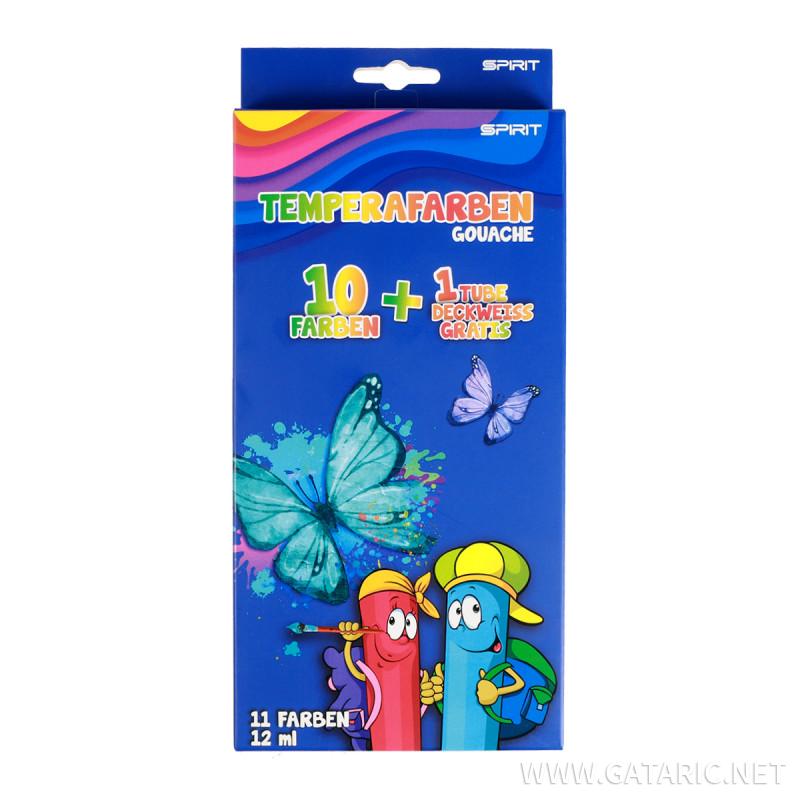 Tempera paint colors, 10+1, 12ml